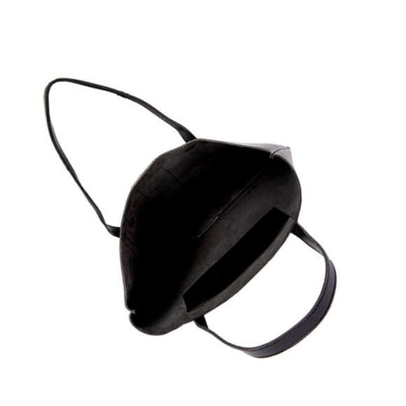 Vince Camuto Black Vegan Leather Tote with Gray Stripe - Picture 5 of 13